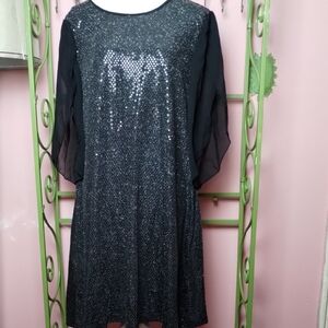 SHEIN Glittering Black Long Sleeve Dress